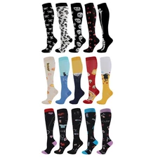 5 Pairs Compression Socks for Women 20-30mmHg Knee High Support Sports Nurse S/M
