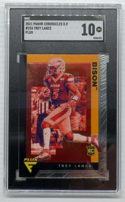 Trey Lance Panini Chronicles Draft Picks Flux Rookie Autographs #TL Gold