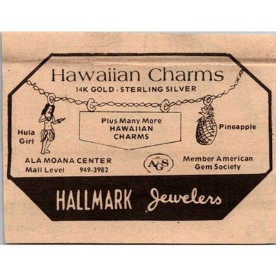 Hallmark Jewelers Hawaiian Charms 14k Gold Silver 1977 WaikikiAd SAI5-H7