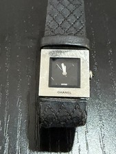 CHANEL Acier Quartz Women's Wristwatch Swiss Made Black Leather Vintage 1993