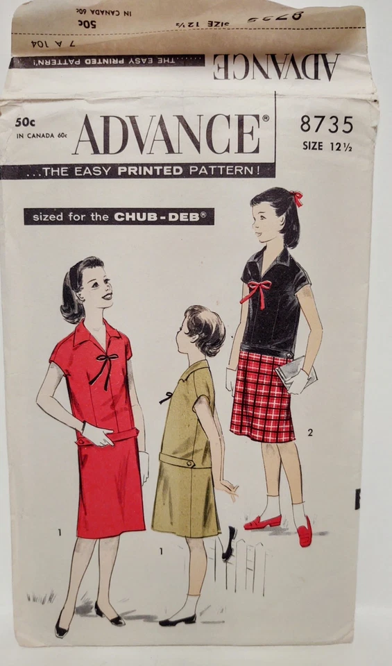 Vintage ADVANCE Chub Deb 12 1/2 Over BLOUSE & Skirt And Dress 8631 & 8735 - Image 4 of 4