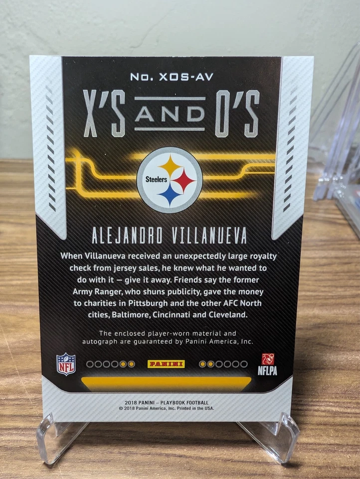 2018 Panini Playbook - X's and O's Alejandro Villanueva #XOS-AV /199 Patch Auto - Image 2 of 2