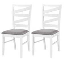 Dining Chairs Set of 2 with Tall Backrests, Linen Fabric Upholstered Seats