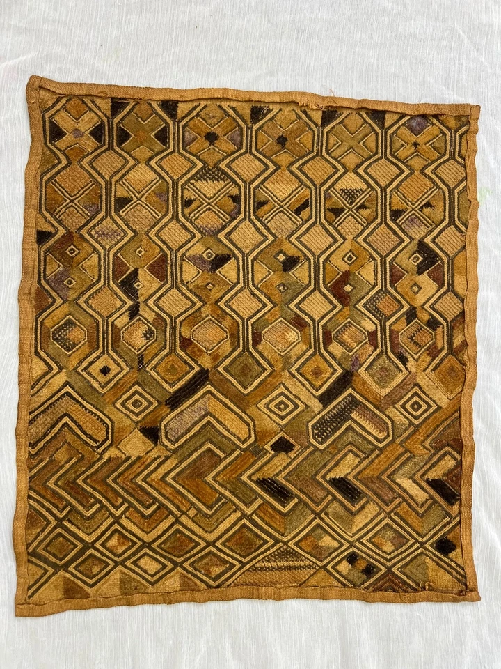 Tejido de rafia vintage africano Cuba tejido a mano arte tribal del Congo S18 Foto 3 de 4