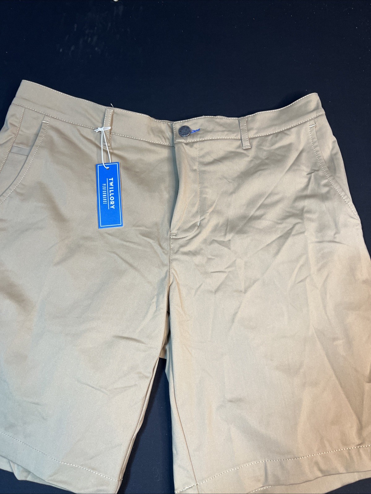Twillory Performance Shorts Mens 36 KhakiTailored Fit Technical Fabric 8" Inseam