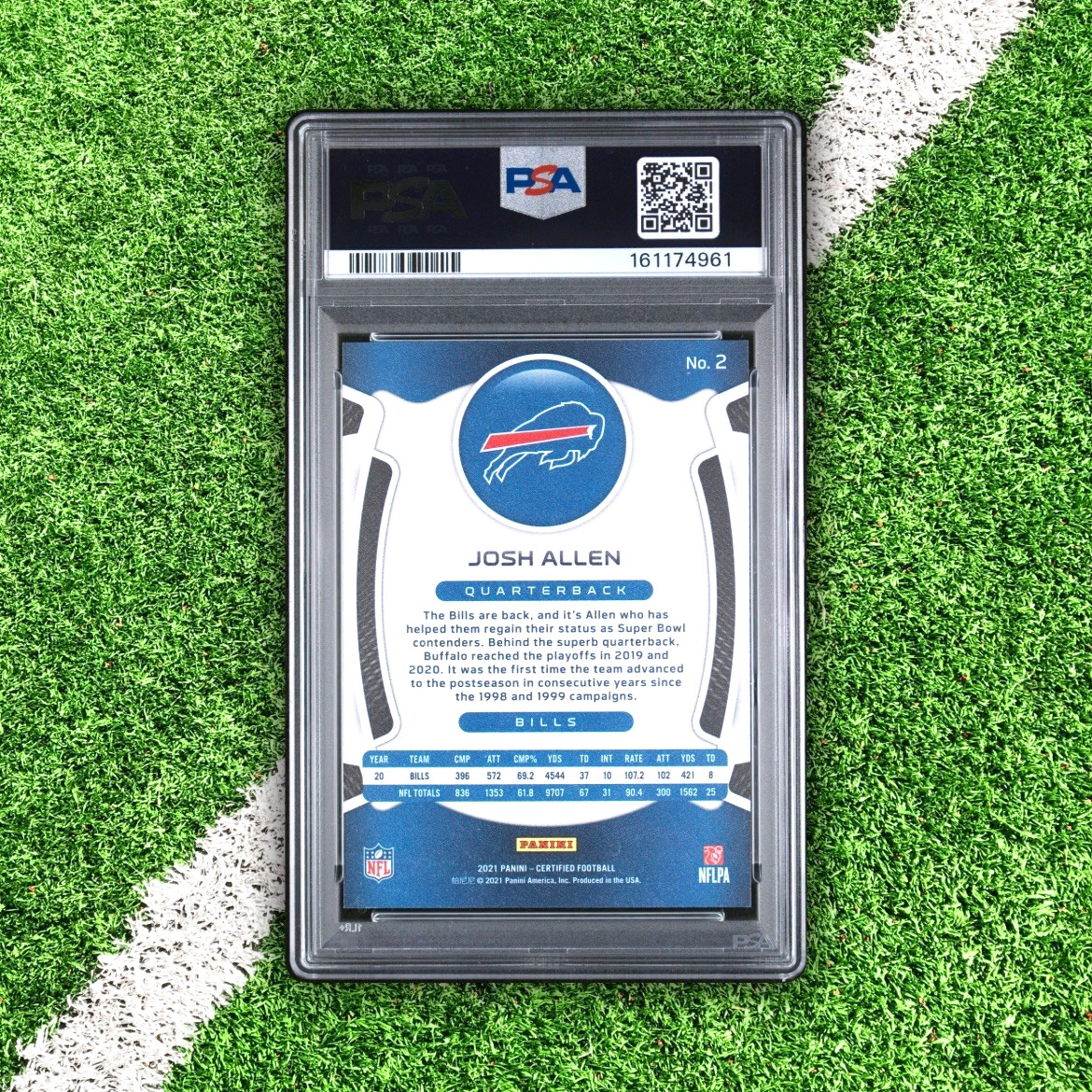 2021 Panini Certified- Josh Allen #2 Mirror Green 1/5 ALPHA PSA 8 SSP Bills view 2