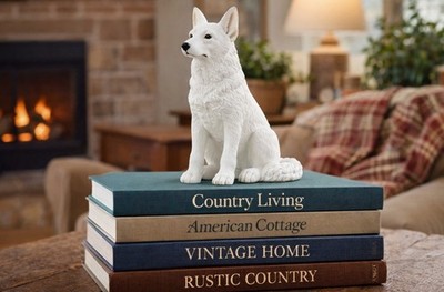 Holiday Stocking Stuffer 3.5'' White German Shepherd Dog Sitting Up Figurine