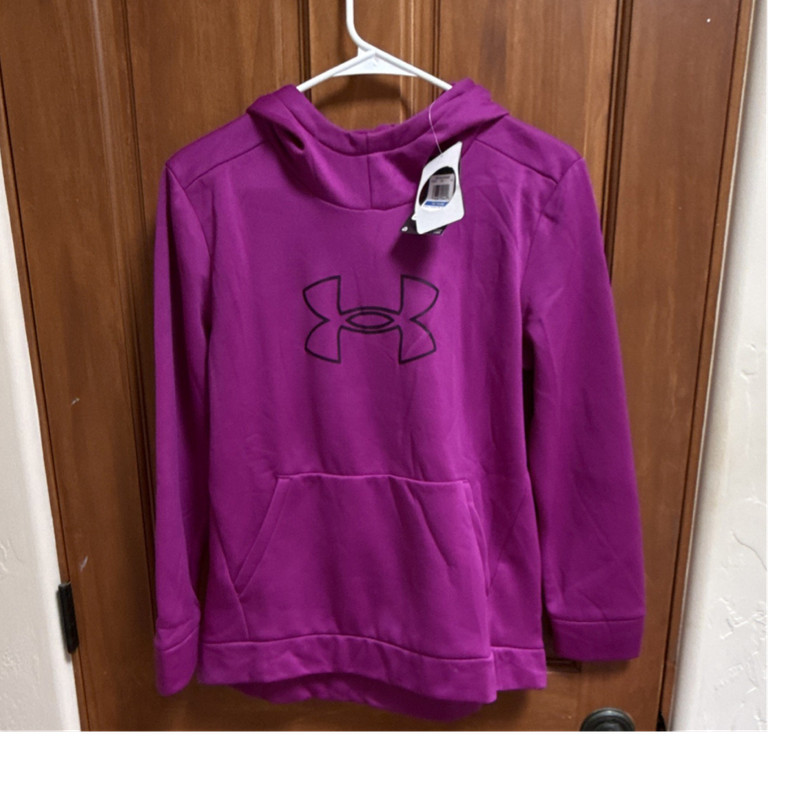 Under Armour Girls YXL Purple Fleece Pullover Hoodie Hooded Pockets Logo