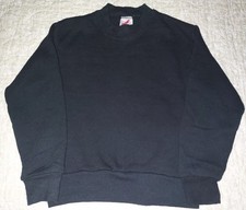 VTG 90s JERZEES YOUTH SMALL 6-7 BLACK BLANK SWEATSHIRT CREW NECK BOYS KIDS USA