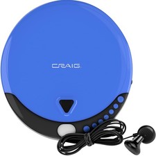 Craig CD2808-BL Personal CD Player with Headphones in Blue and Black Portable
