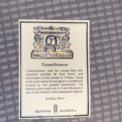 King Tutankhamun Pin Brooch 925 Sterling Silver Egypt Egyptian Accents