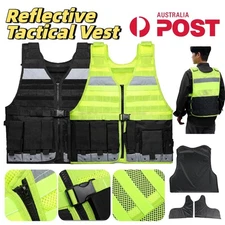 Reflective Tactical Vest Hi Vis MOLLE Training Work Safety Clothes Proof Suit AU