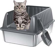 Stainless Steel Cat Litter Box with Lid, XL Extra Large Enclosed Litter Box