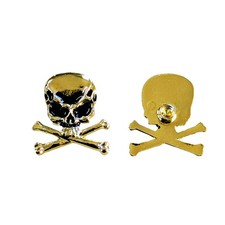 Skull and Crossbones Gold Plated 1.25" Concho Screw Back- 2pk