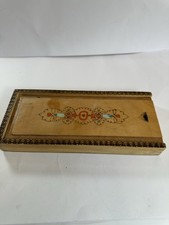 Vintage 70s 80s Wooden Pencil Case Box Sliding Top Storage Retro crafts