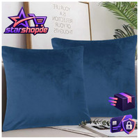 Samt Kissenbezug 45X45 Cm 2Er Set Marineblau Dekokissen Sofakissen Wurfkissen
