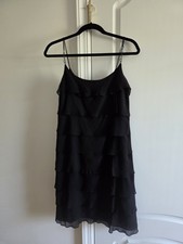 Vintage Kay Unger Black Ruffle Cocktail Dress Beautiful Accent Spaghetti Straps