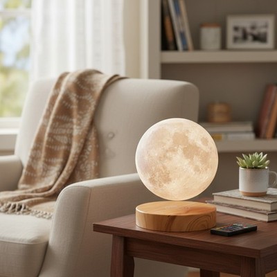 Floating 3D Printed Moon Lamp - Stunning Gift with Color Modes & Remote Control