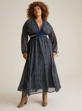 Torrid Dress 3X Maxi Cutout Floral Lace Boho Feminine Fall Coquette