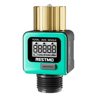 Water Flow Meter with Brass Inlet Metal Thread, Measure Gallon/Liter Consumpt...