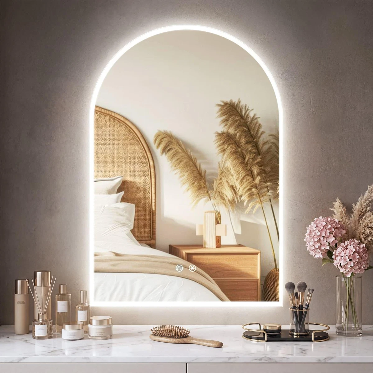 LED Badspiegel Badezimmerspiegel mit Beleuchtung Touch Wandspiegel Beschlagfrei