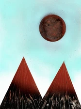 Mountain Painting Original Simplistic Art in Blue Browns by Artist Jason Girard.