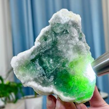 2.42LB Rare transparent green cubic fluorite mineral crystal sample/China
