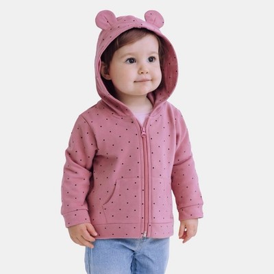 Mighty Goods Girl s Zip-Up Bear Ears Hoodie Jacket Size 24M NWT