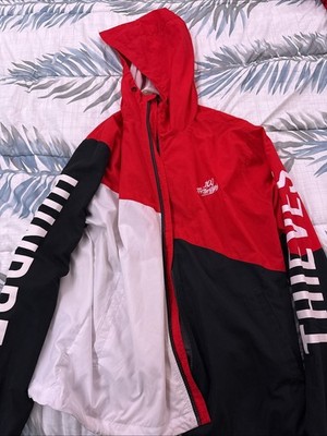 Men s 100 Thieves Windbreaker Jacket Red/Black/White Size Medium