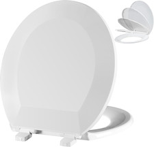 round Toilet Seat - Slow Close Hinges, Ergonomic Design with Grip-Tight Bumpers,