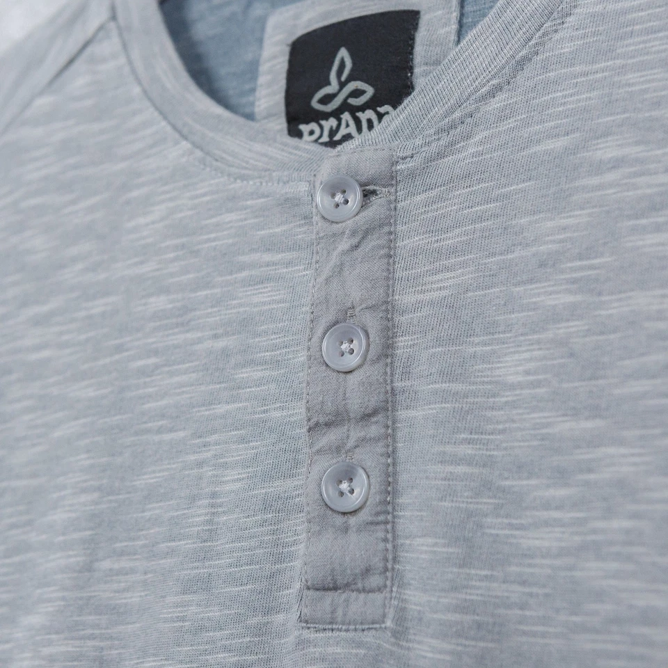 PRANA Ronnie II Organic Cotton Henley Long Sleeve T-Shirt Heather Gray Mens S - Image 3 of 4