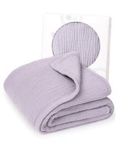Muslin Quilt Blanket, Crib Blanket for Baby and Toddler,47x47 Inches Purple