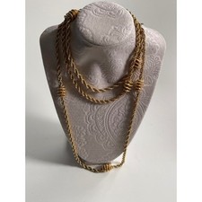Vintage Monet Gold Tone Rope Chain Long Station Necklace 60 Inch Opera Length