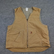 Carhartt Vest Mens XL Brown Canvas Sherpa Lined Insulated Workwear V26 CML