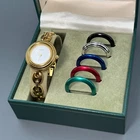 [Exc+5] Gucci Change Bezel 11/12.2 Gold White Dial 6 Colors Watch Box Working