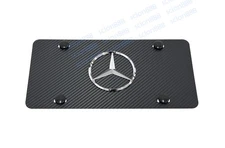 1pc 3D ChromeMBZLogo Emblem Carbon Style Aluminum Vanity Front License Plate