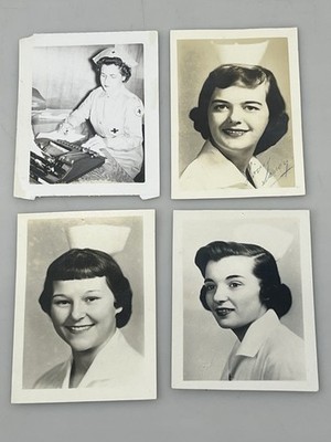 Lot of 4 Found Photos of Woman Nurses 1958 Red Cross Studio Photo School