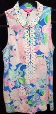 Lilly Pulitzer Jane Shift Dress Pink And Blue Peony For Your Thoughts Size 12