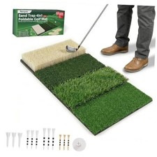4-in-1 Foldable Heavy-Duty Golf Hitting Mat, Sand Tee Turf, Anti-Slip