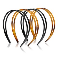 Plastic Headbands for Women 4 Packs Black Comb with Double Row Teeth