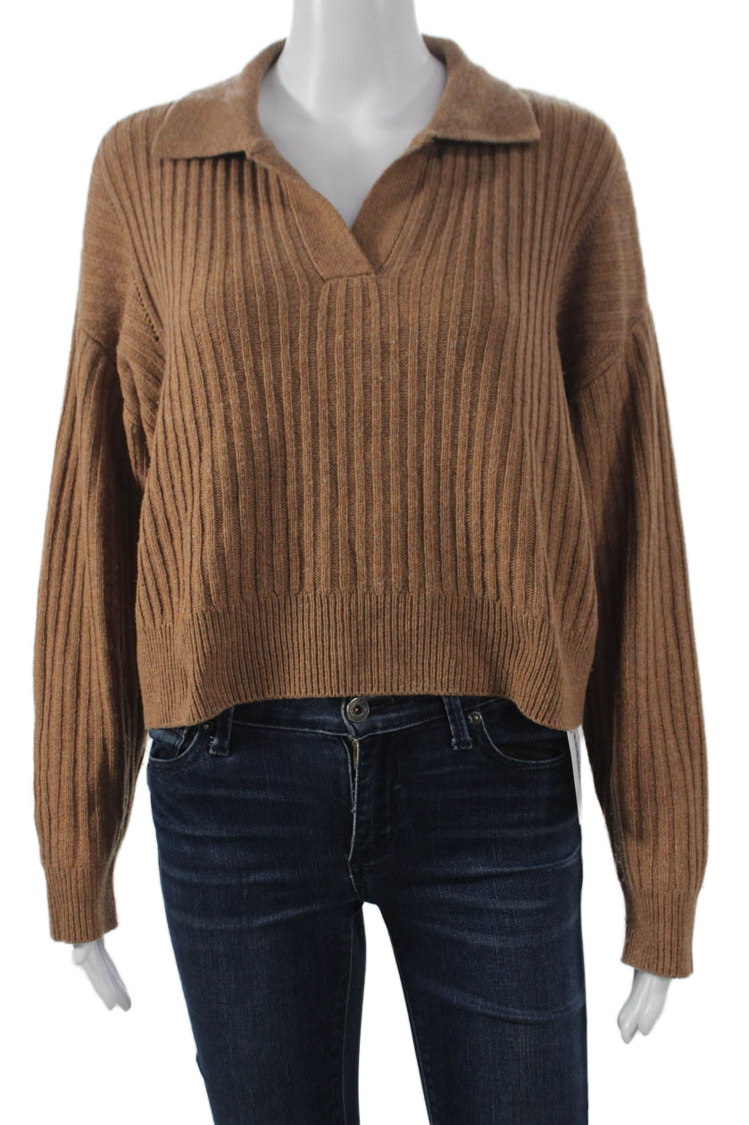 Rag & Bone Womens Brown Merino Pullover Sweater Collared Long Sleeve Size XSFree Shipping in US $100+ Orders | $6.95 Orders Below