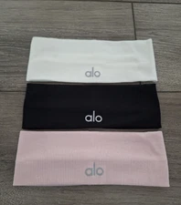 🖤 Alo Yoga Headbands – Set of 3 Pair (Black-White-Pink)-New with tags