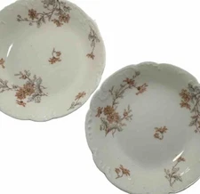 VTG Set Of Two Haviland&Co Dessert Bowls. Limoges, France. Pink Flower Scalloped