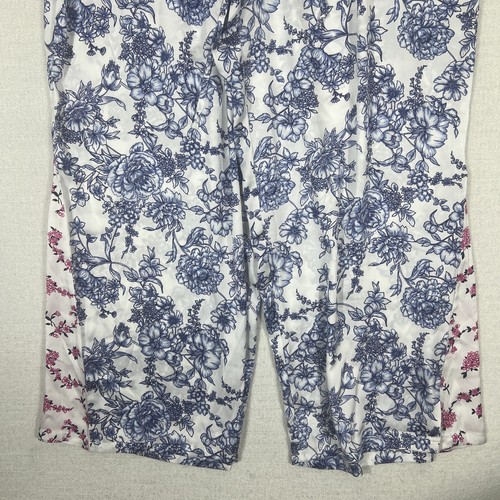 Susan Graver Floral Print Woven Twin-Print Wide Leg Pants Womens 2XP - Picture 3 of 14
