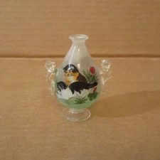 Vtg Chinese Inside Reverse Hand Painted Small Glass Snuff Bottle Urn Kitten Cats