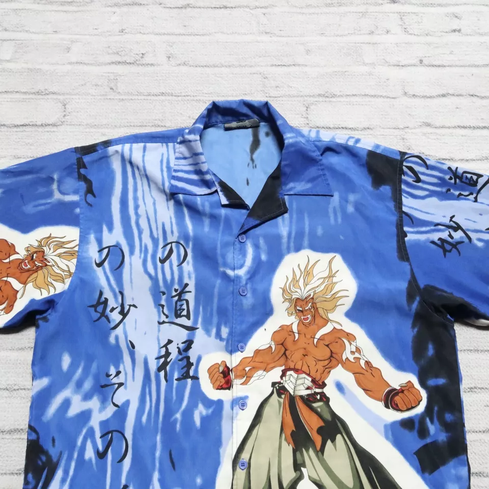 Vintage Anime Button Down Shirt Size XL Jaws Street Fighter Dragon Ball Z - Image 3 of 4