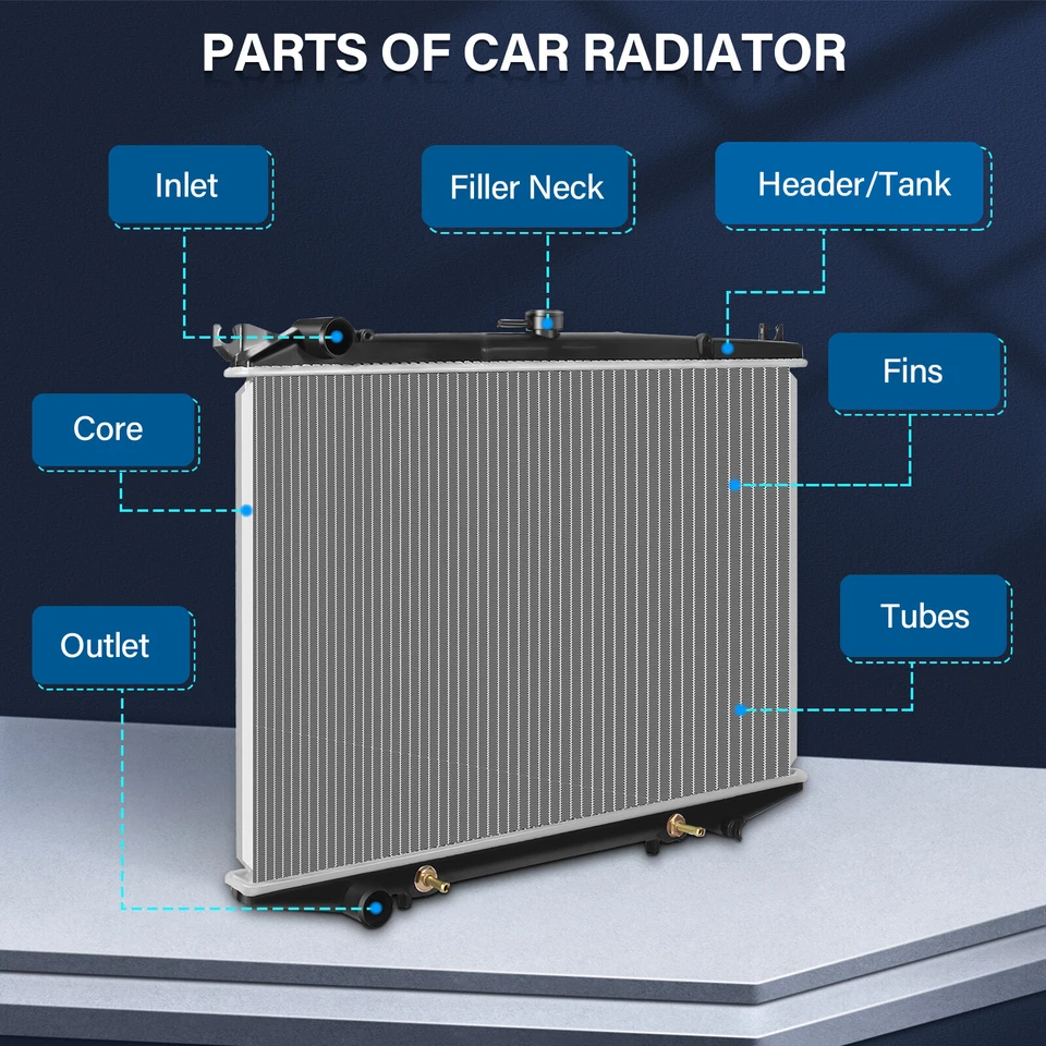 Radiador de aluminio Nissan D21 3,0 L para camioneta Nissan 1995-1997 2,4 L 1986-1994 Foto 2 de 4