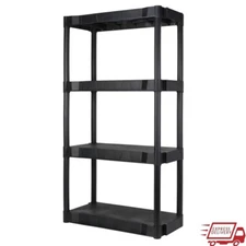 4-Tier Plastic Shelving Unit Easy Assembly Heavy Duty Storage Solution New