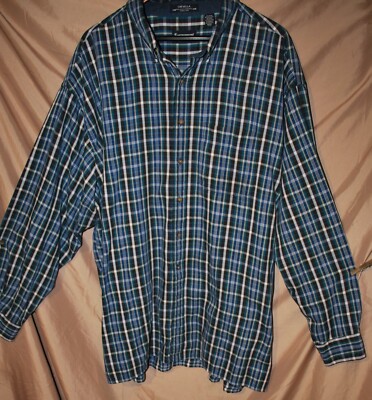 3XB Chevella Tournament Arrow Button Down Long Sleeve Blue Flannel Plaid Shirt