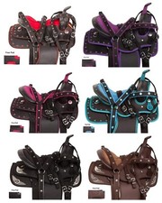 Western Synthetic Barrel Racing Horse Saddle Tack Set   Multiple Sizes Available